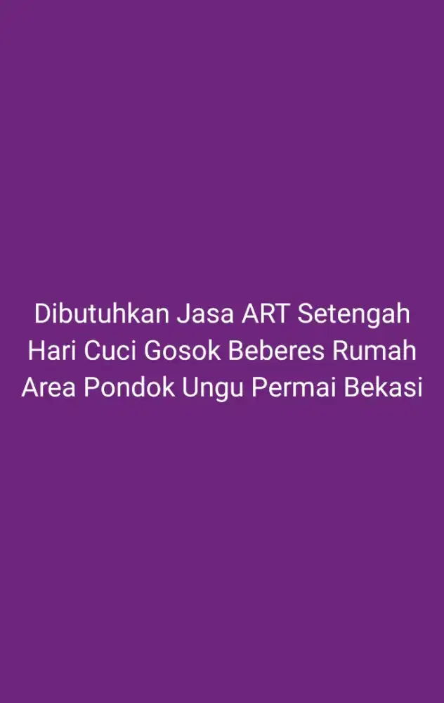 Dibutuhkan ART setengah Hari
