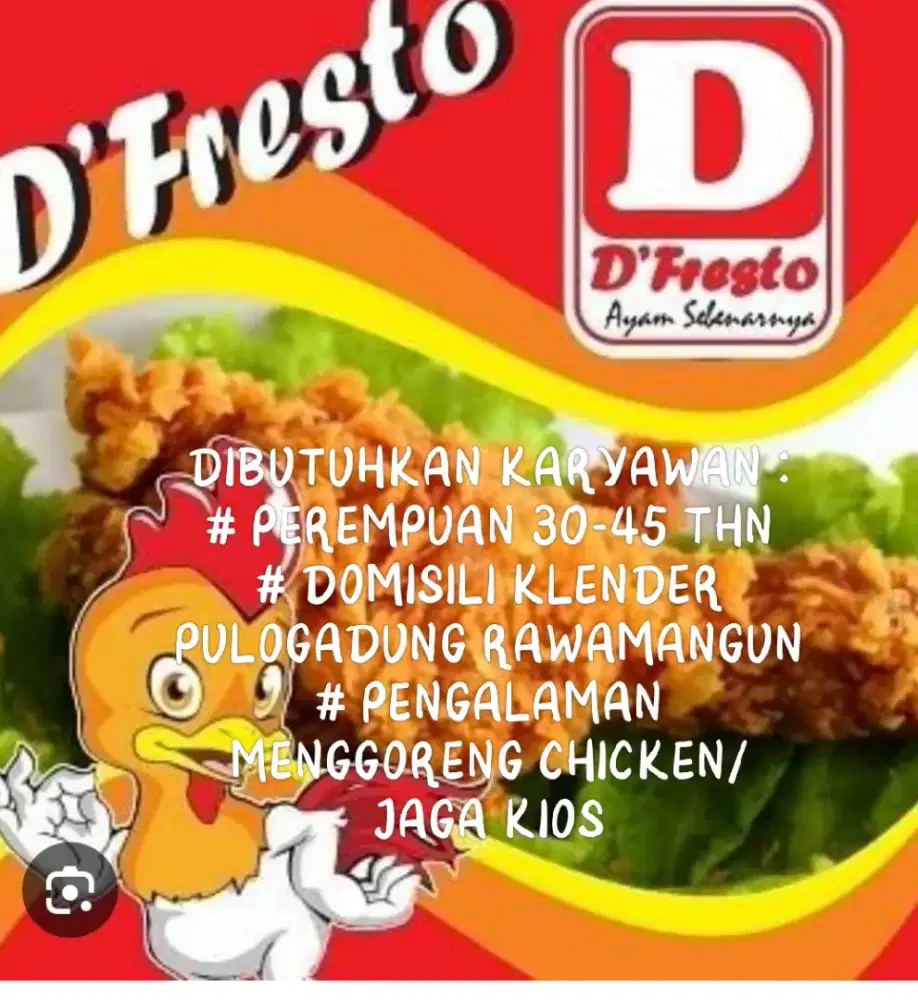 DIBUTUHKAN KARYAWAN UTK MASAK CHICKEN