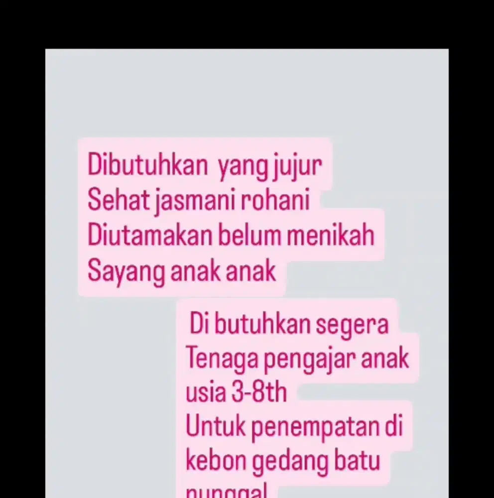 Dibutuhkan segera