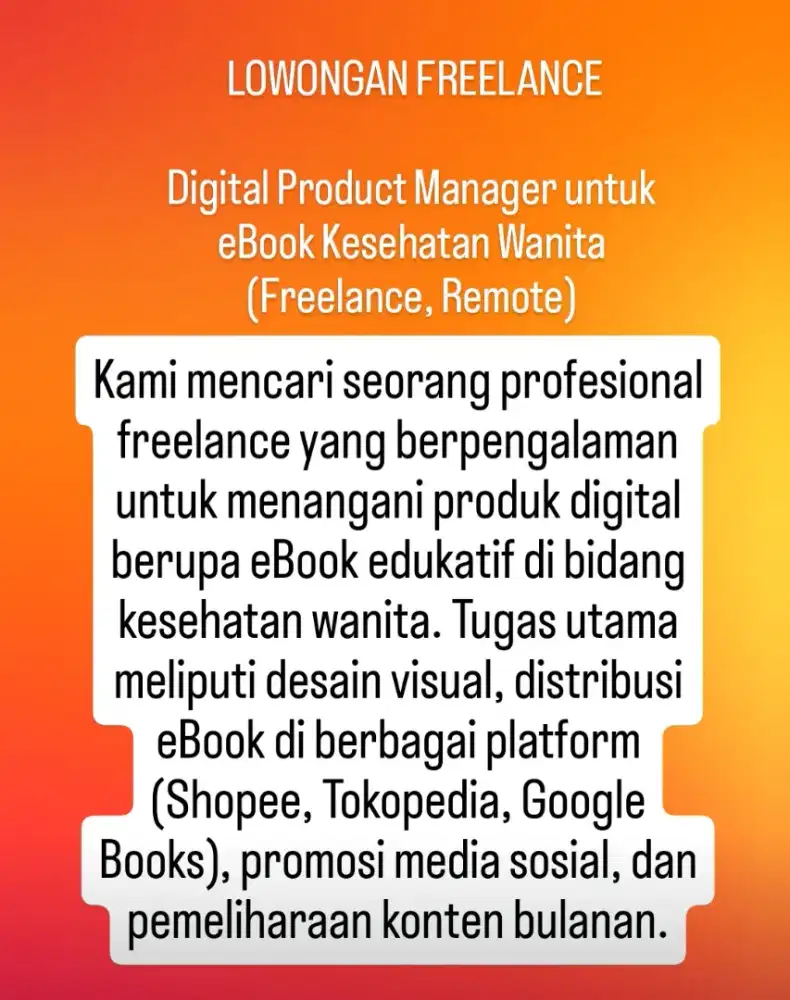 LOWONGAN FREELANCE