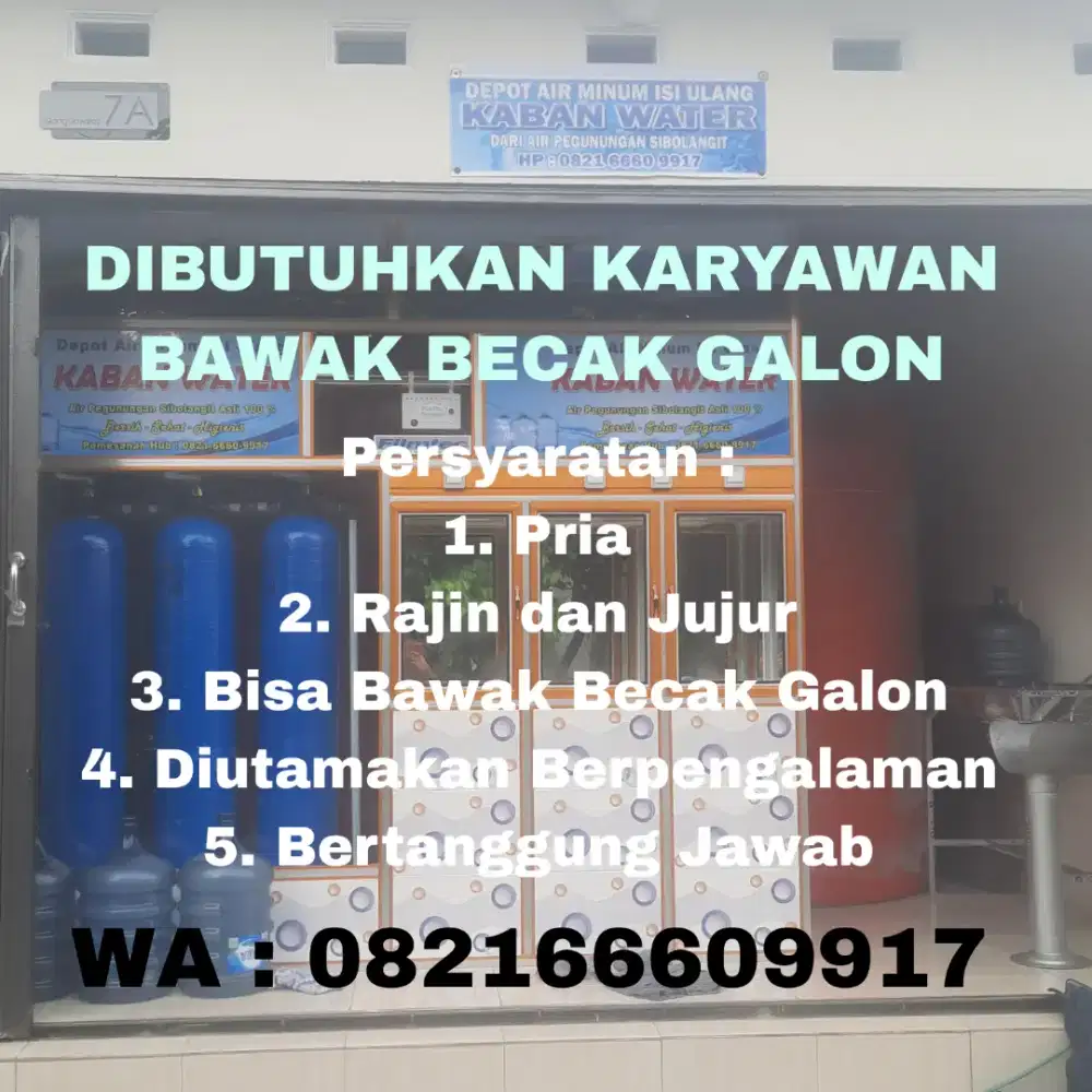 DIBUTUHKAN DRIVER ISI ULANG AIR MINUM