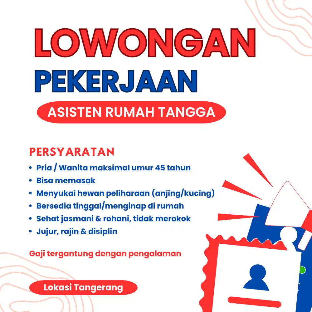 Lowongan Asisten Rumah Tangga (ART) Menginap
