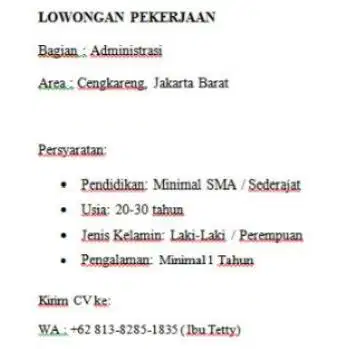Staff administrasi jakarta barat