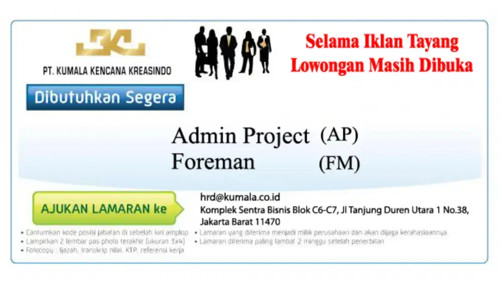 Loker Admin Project dan Foreman