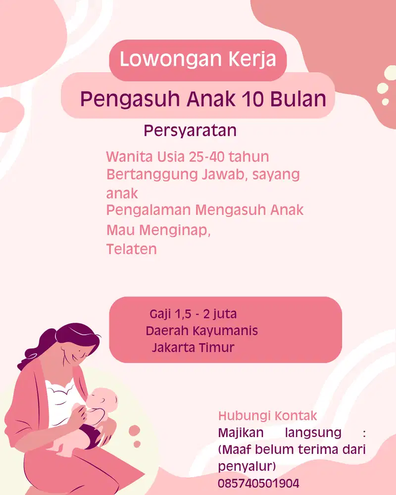 Lowongan Momong Anak + Beberes ringan