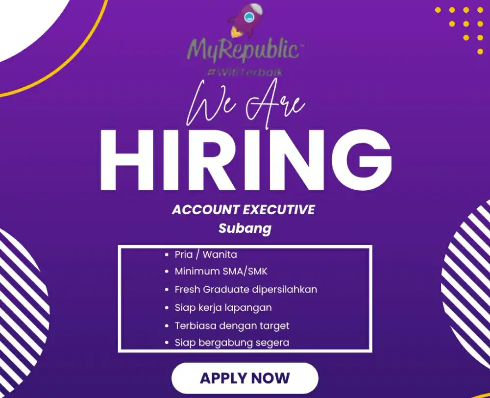 Dibutuhkan segera ACCOUNT EXECUTIVE | MyRepublic Subang