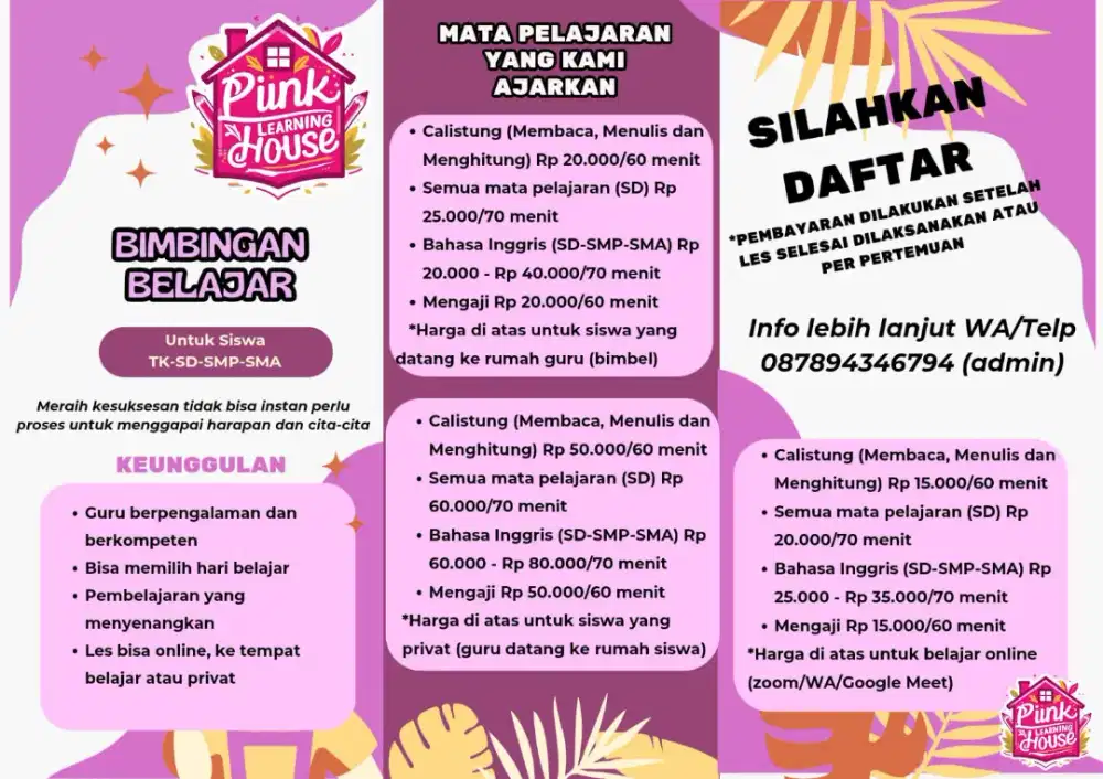 Yang mau gabung privat les mapel dan bahasa inggris