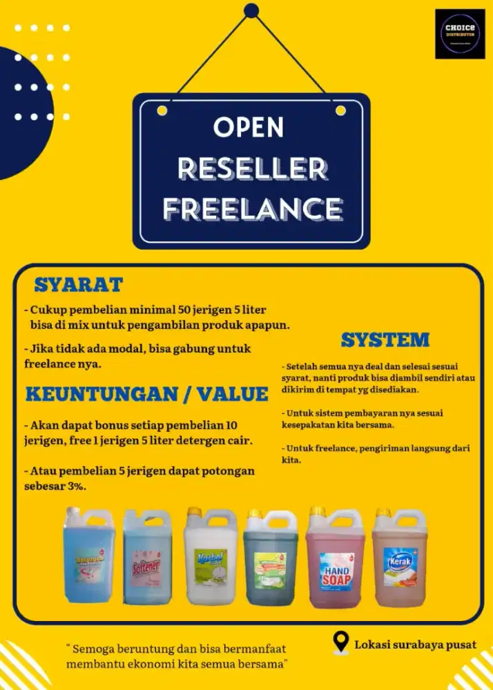 Open Reseller & Sales Freelance Produk Kebutuhan Rumah Tangga