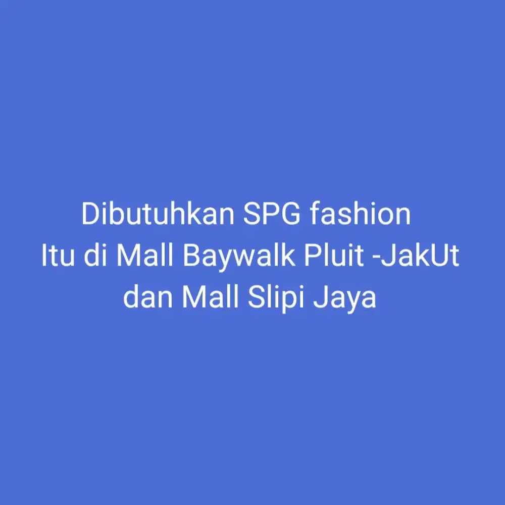 SPG untuk Fashion