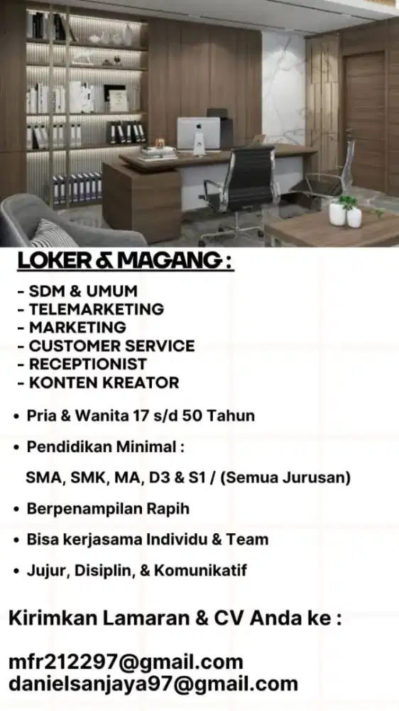 Dibutuhkan segera karyawan tetap