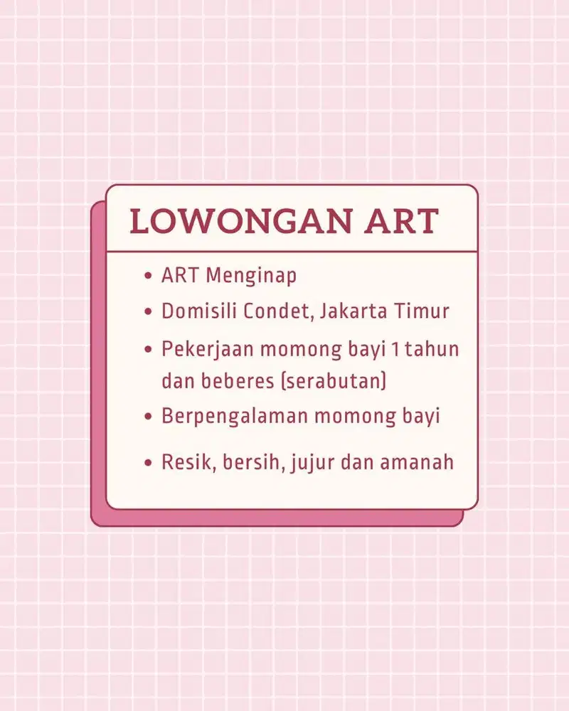 LOWONGAN KERJA ART