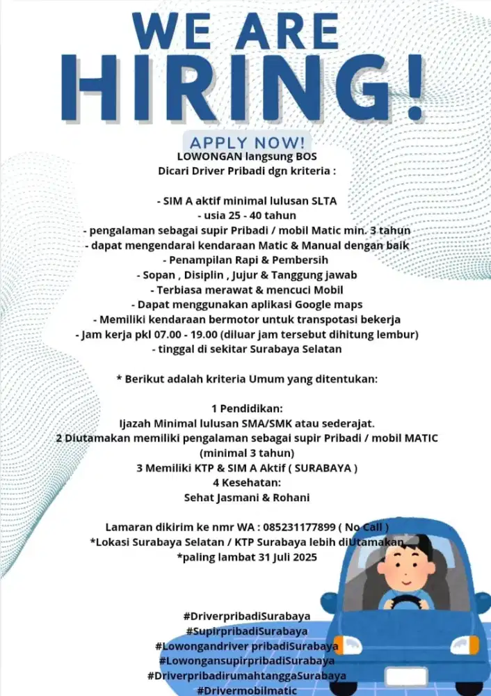 Driver Pribadi langsung Bos