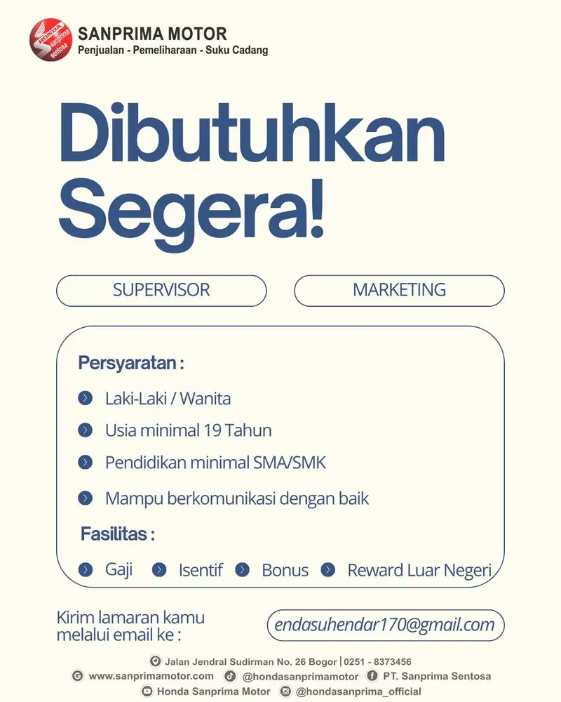 Lowongan pekerjaan bogor