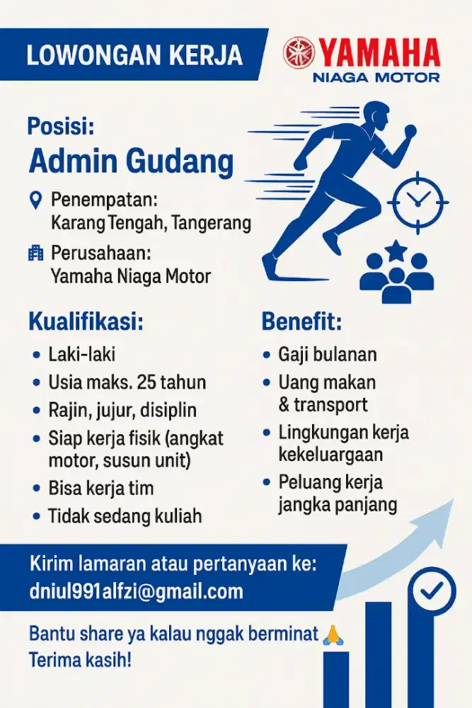 Loker PDI Yamaha Tanpa Syarat Ribet – Penempatan Karang Tengah