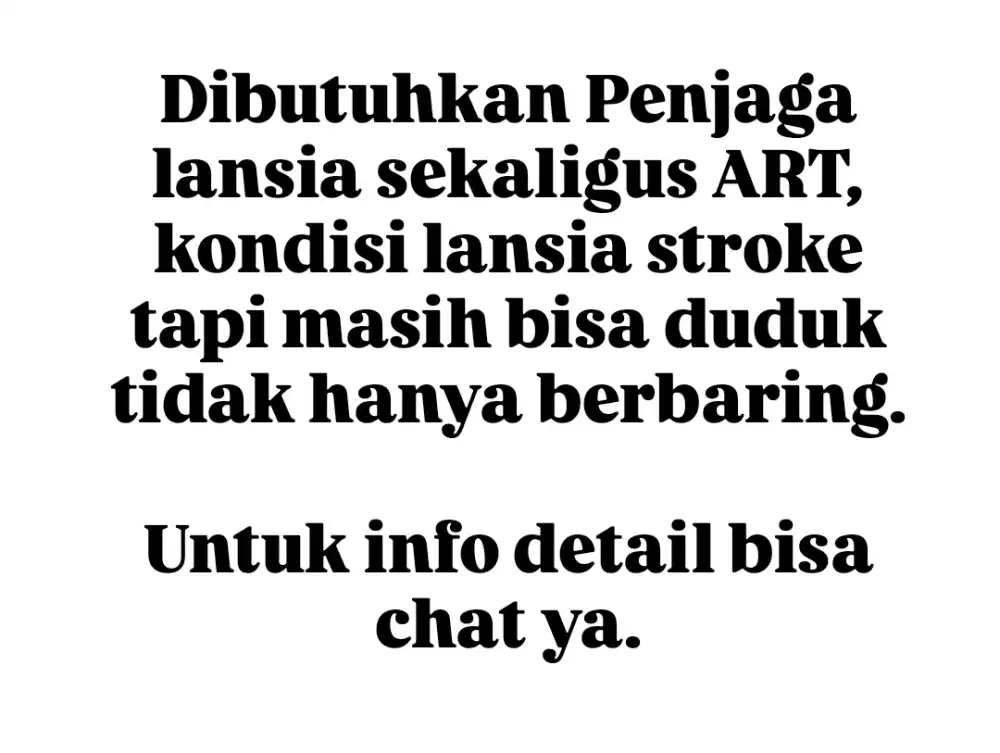 DIBUTUHKAN PENJAGA LANSIA