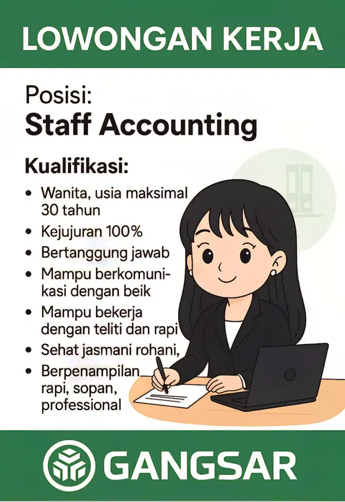 Dicari Segera Staff Admin Accounting unt Gangsar Genset Group