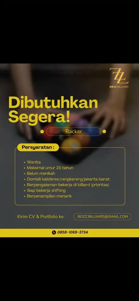 Dibutuhkan racker billiard