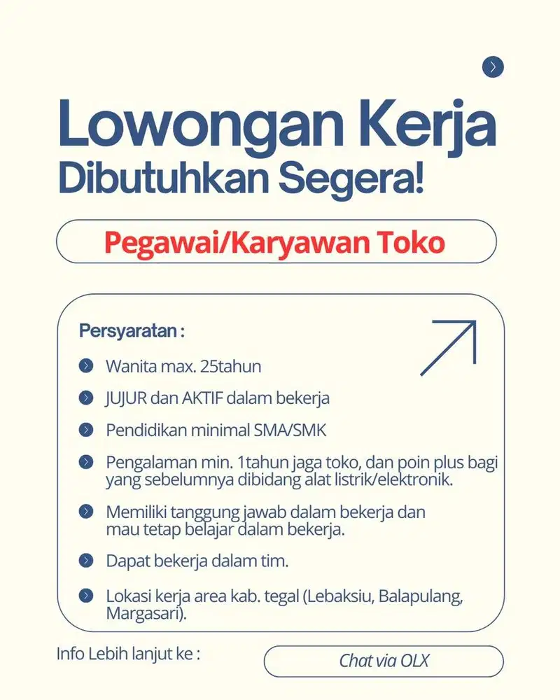 LOWONGAN KERJA KARYAWAN TOKO