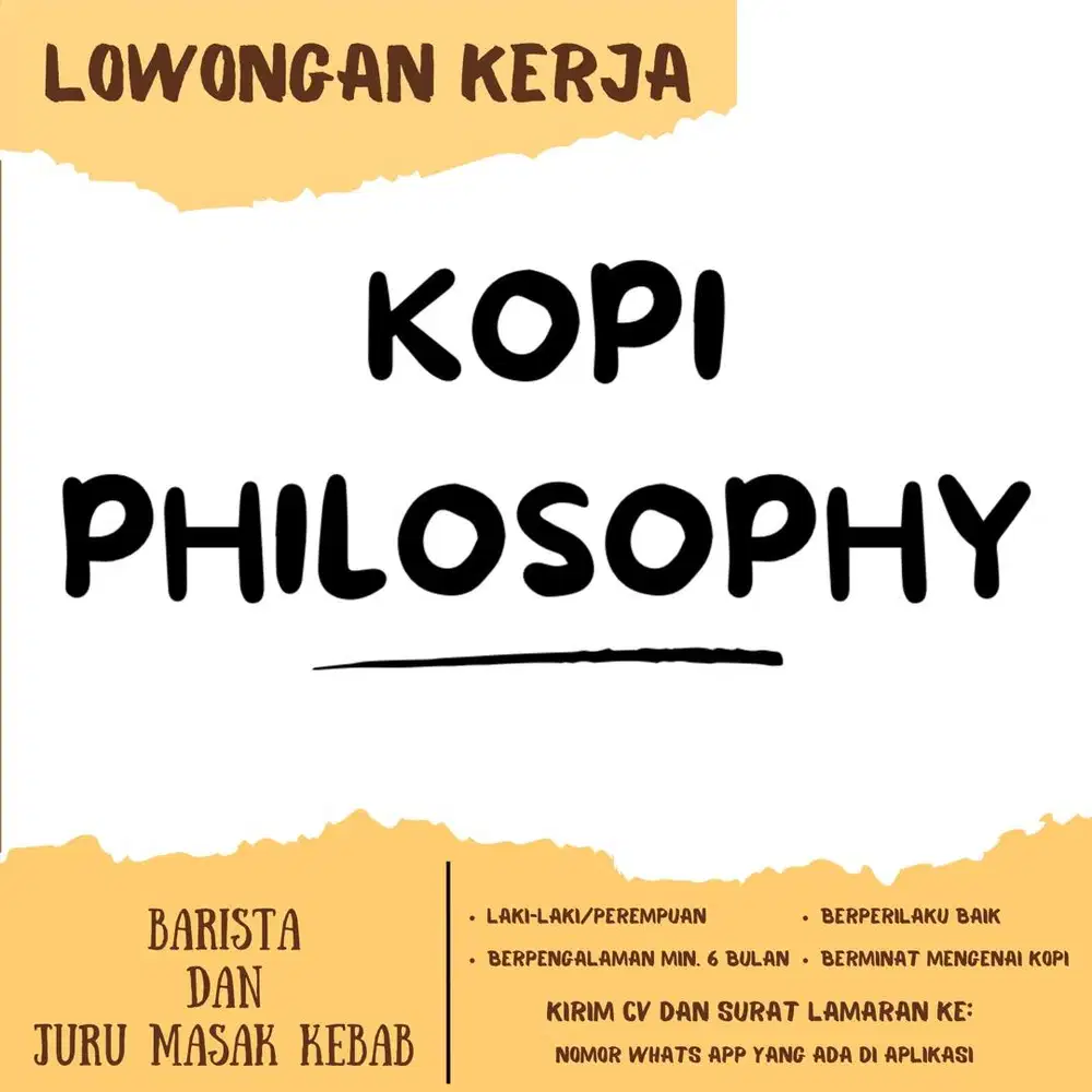 Lowongan barista dan cheff