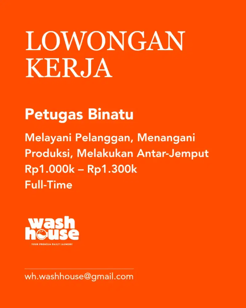 LOKER LAUNDRY CIBINONG - PETUGAS BINATU
