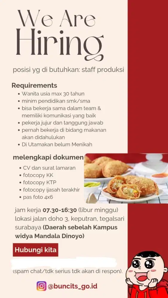 Dibutuhkan staff produksi
