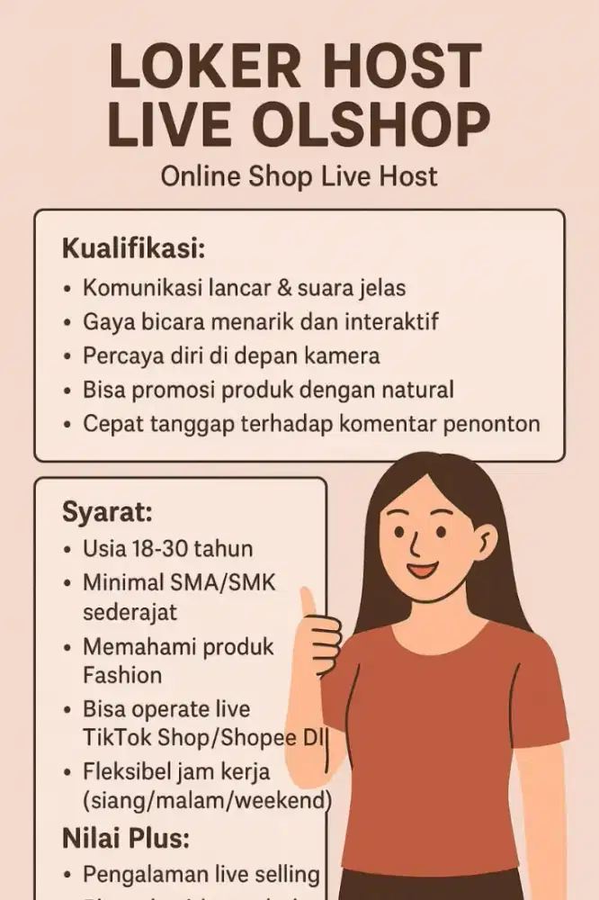 Dibutuhkan host live olshop