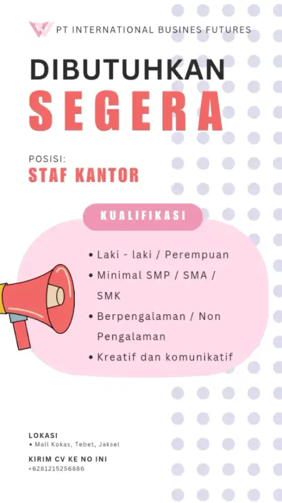 INFO LOKER STAFF KANTO