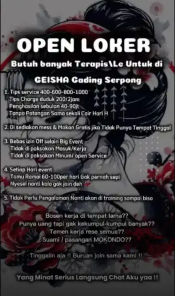 di butuhkan bnyak trapis untuk di gading serpong