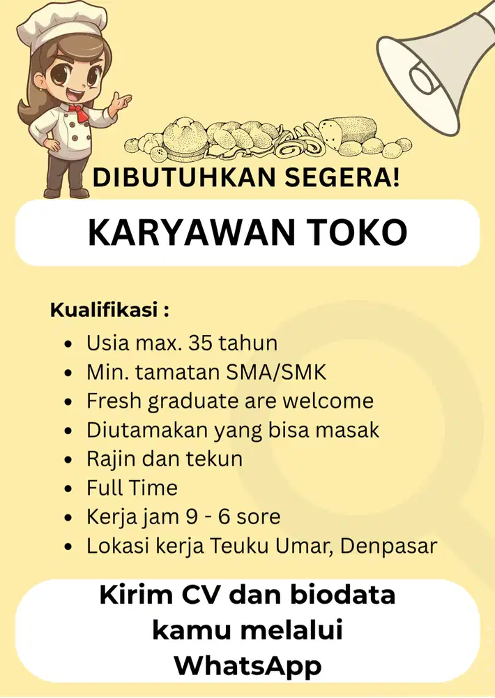Lowongan Kerja Karyawan Toko. Dibutuhkan Segera!