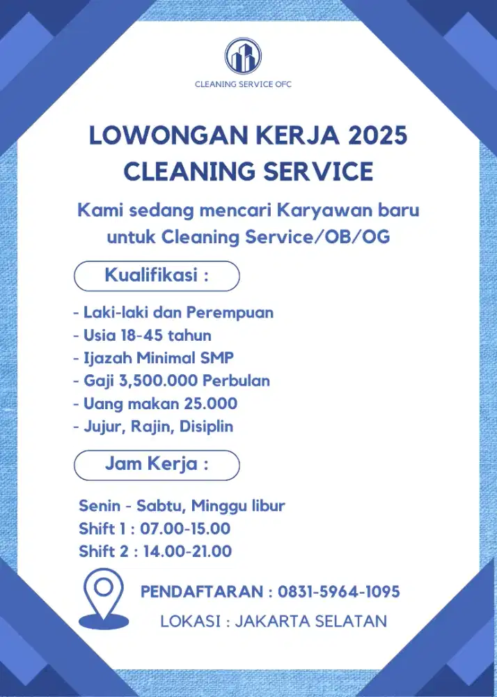 LOWONGAN KERJA CLEANING SERVICE