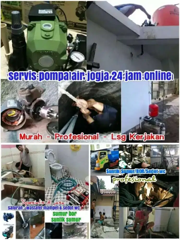 Service servis pompa air sedot wc tukang saluran mampet sumur bor gali