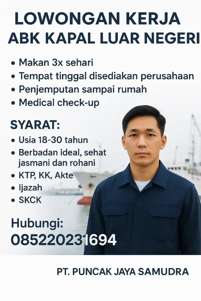 “Kerja Kapal Ikan Resmi – Fasilitas Lengkap, Gaji Besar”
