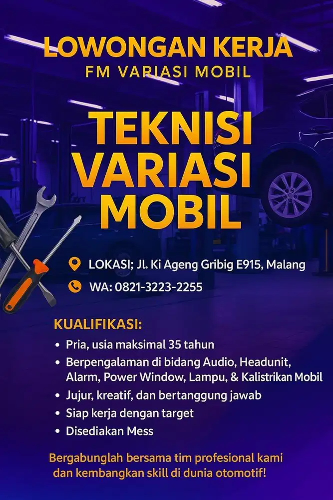 LOWONGAN TEKNISI VARIASI MOBIL