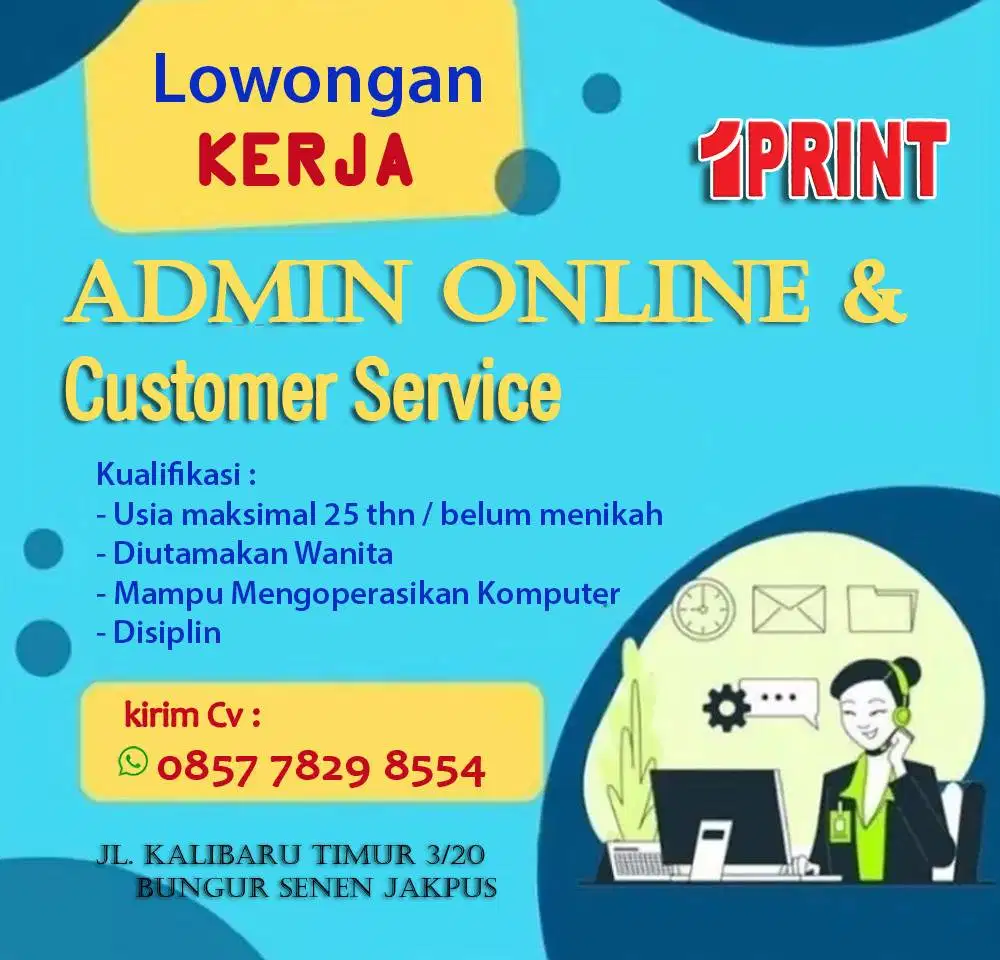 Dibutuhkan Admin Online Dan Customer service