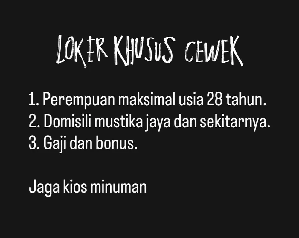 DICARI KARYAWAN JAGA KIOS MINUMAN