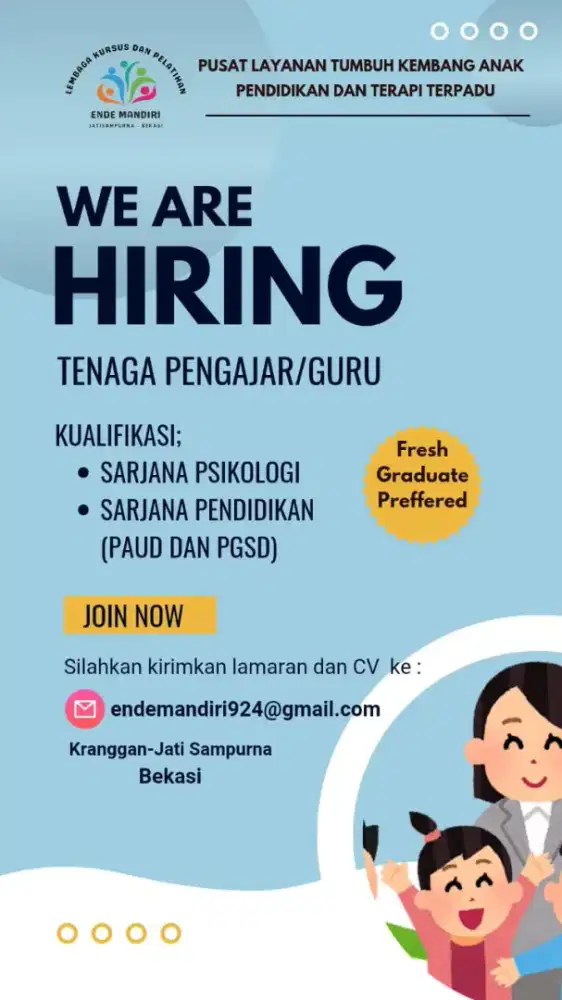 Dibutuhkan guru bimbel abk