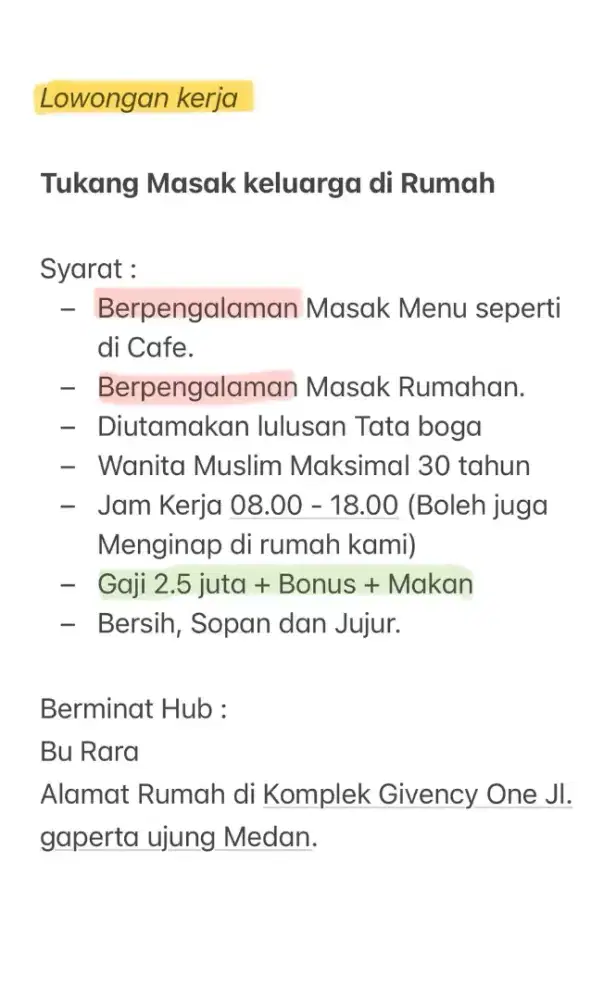 Tukang Masak keluarga di Rumah