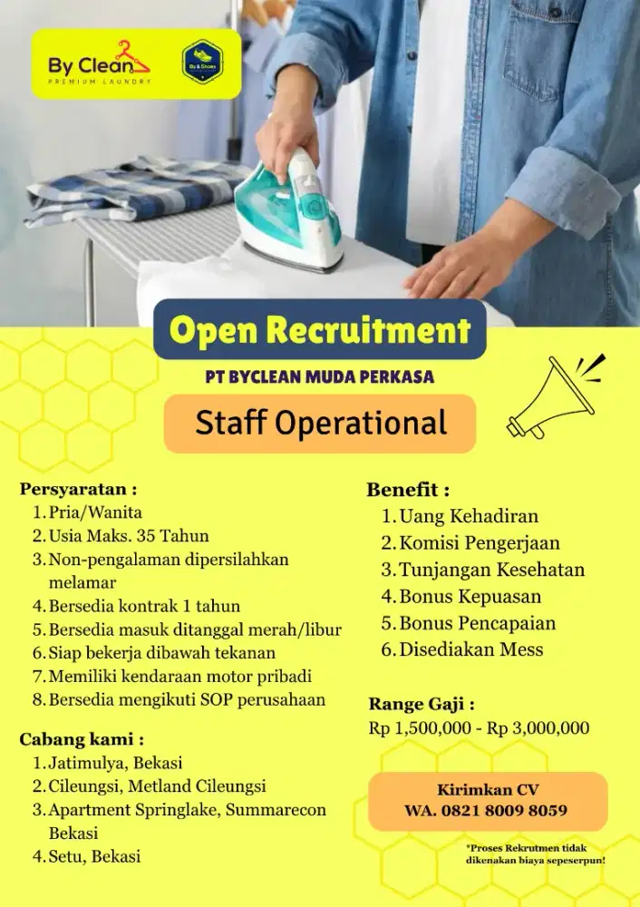 Dibutuhkan Karyawan Laundry