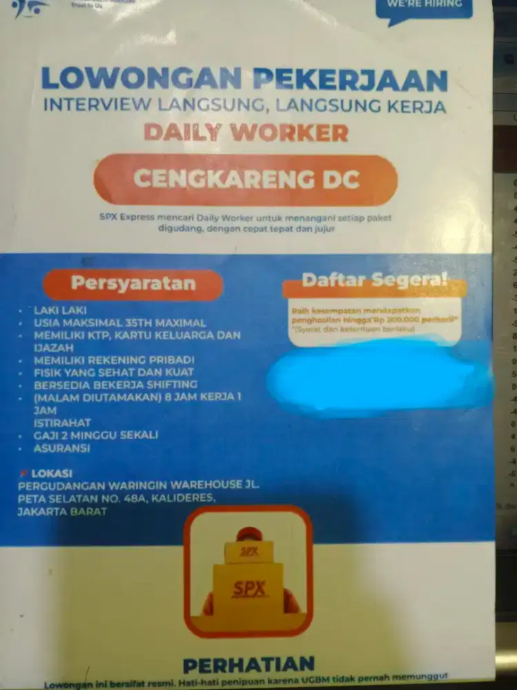 Lowongan kerja sortir, outbound, inbound, scan