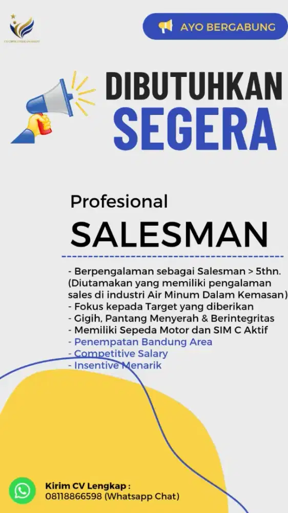 Dicari Salesman Berpengalaman