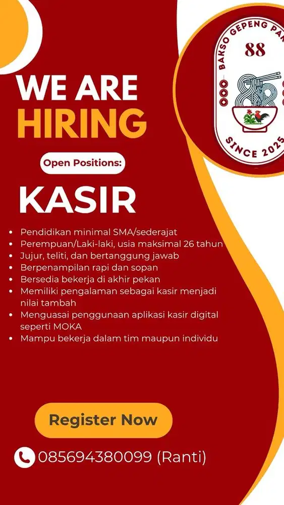 DIBUTUHKAN KASIR SEGERA