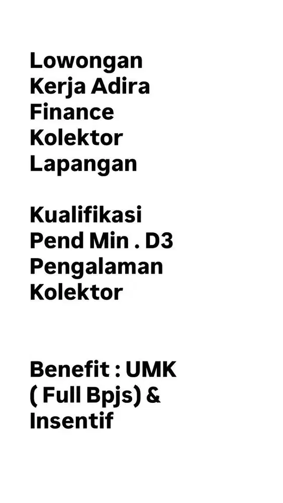 LOWONGAN KERJA STAFF PENAGIHAN