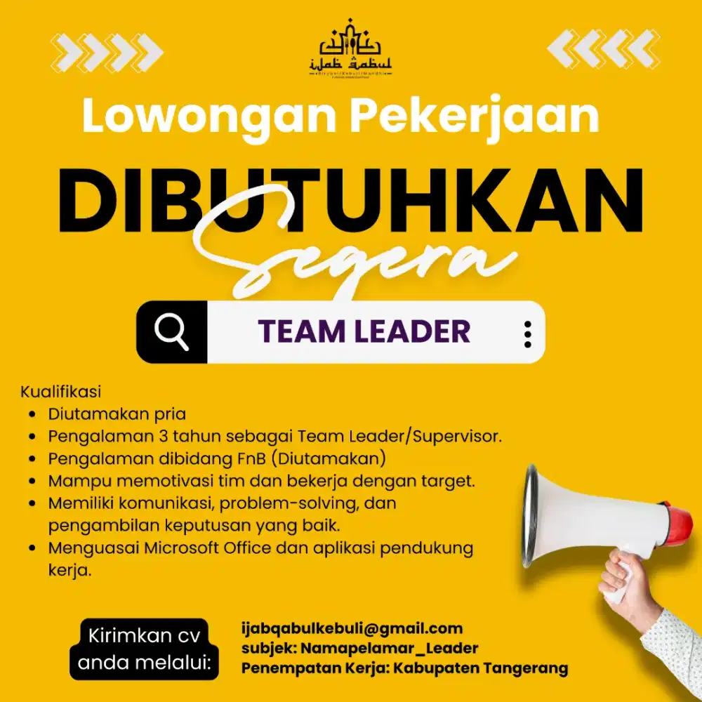 Di cari Manager & Team Leader Outlet F&B