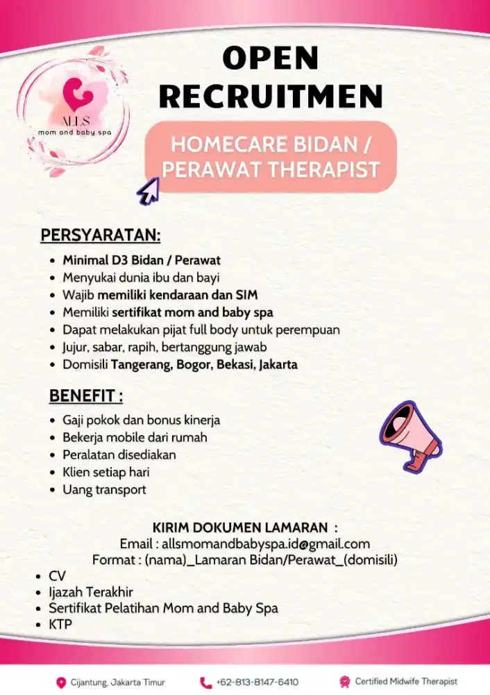 Lowonga Pekerjaan Bidan/Perawat Homecare