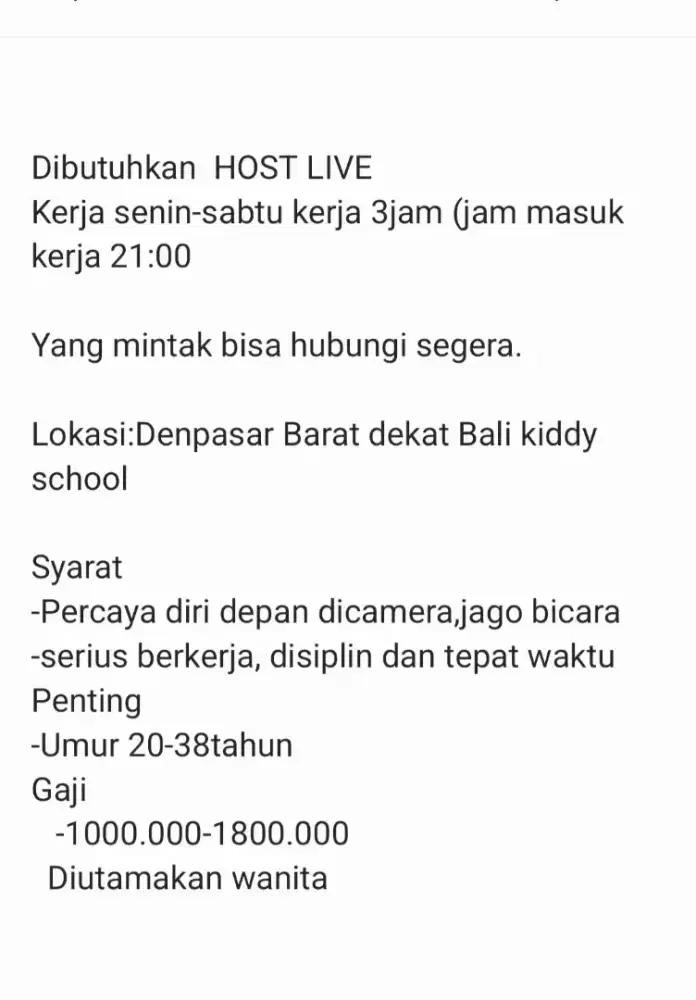 Di BUTUHKAN HOST lIVE