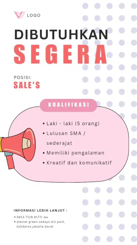 Di butuhkan segera salesman