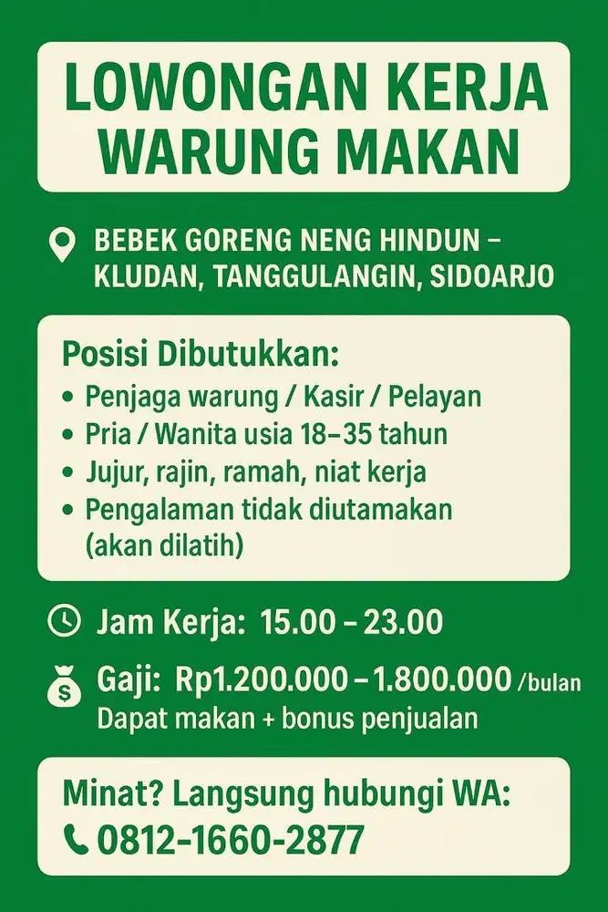 Lowongan kerja warung