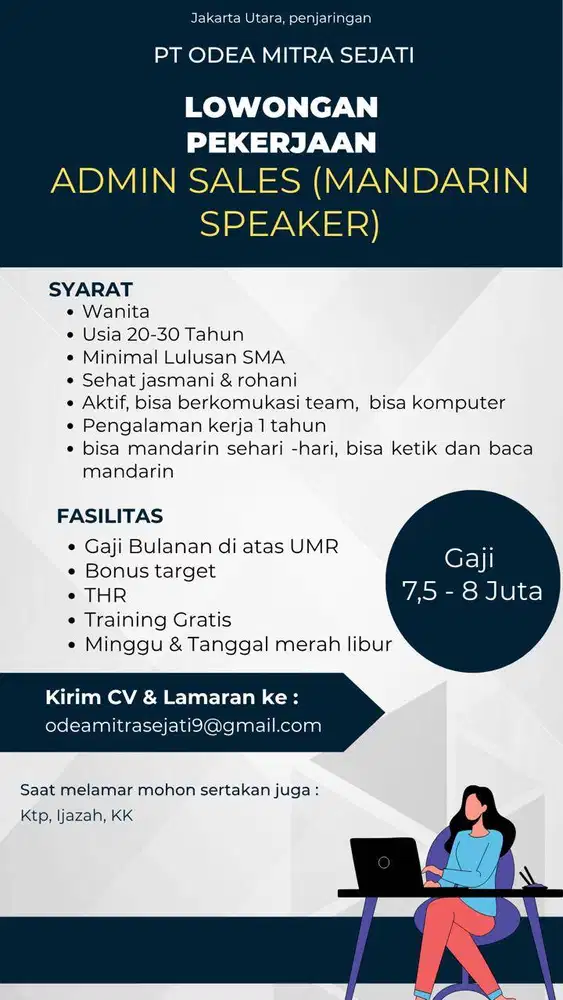 Loker Admin sales [mandarin speaker]