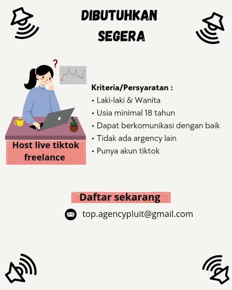 Dibutuhkan Host Live Tiktok Freelance