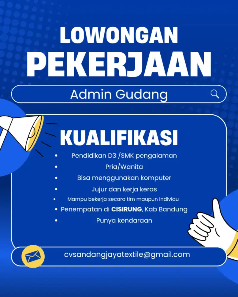 Lowongan Admin Gudang